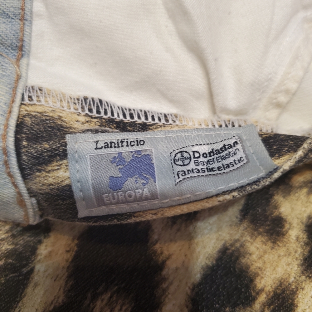 Roberto Cavalli Animal Print Leopard Tie Dye Crystal Chain Jeants Pants S - Picture 15 of 17